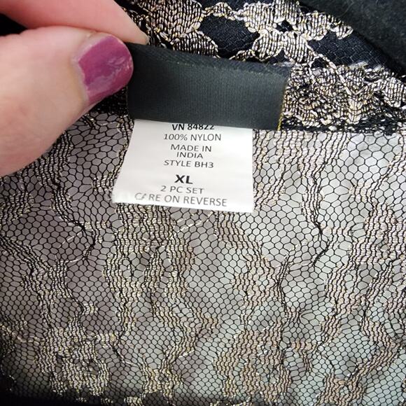 Vintage Y2k Goth Fairy Grunge Mesh Metallic Blouse Floral XL - Picture 4 of 10